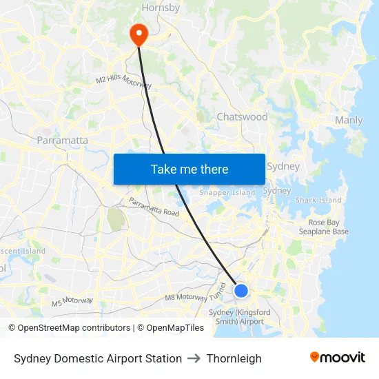 Sydney Domestic Airport Station to Thornleigh map