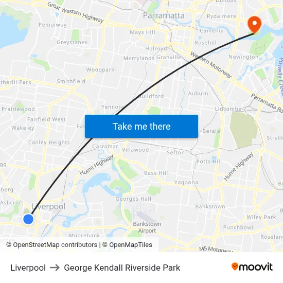 Liverpool to George Kendall Riverside Park map