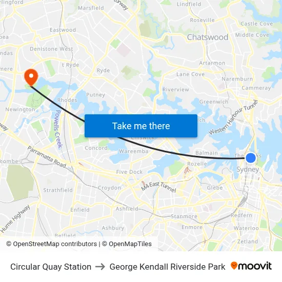 Circular Quay Station to George Kendall Riverside Park map