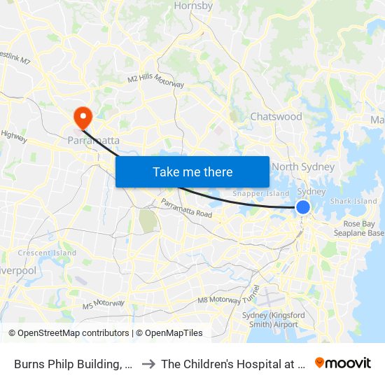 Burns Philp Building, Bridge St to The Children's Hospital at Westmead map