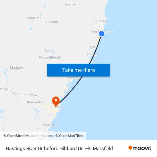 Hastings River Dr before Hibbard Dr to Marsfield map