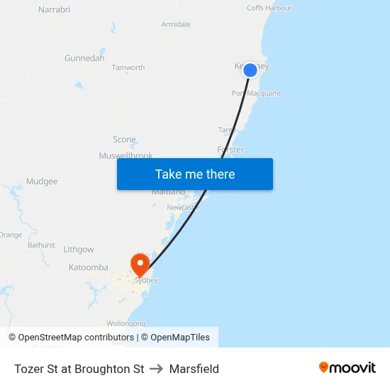 Tozer St at Broughton St to Marsfield map