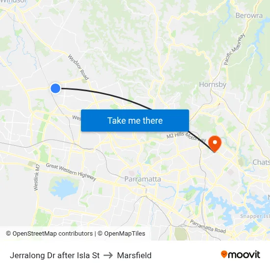 Jerralong Dr after Isla St to Marsfield map