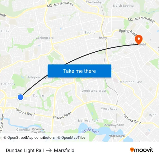 Dundas Light Rail to Marsfield map