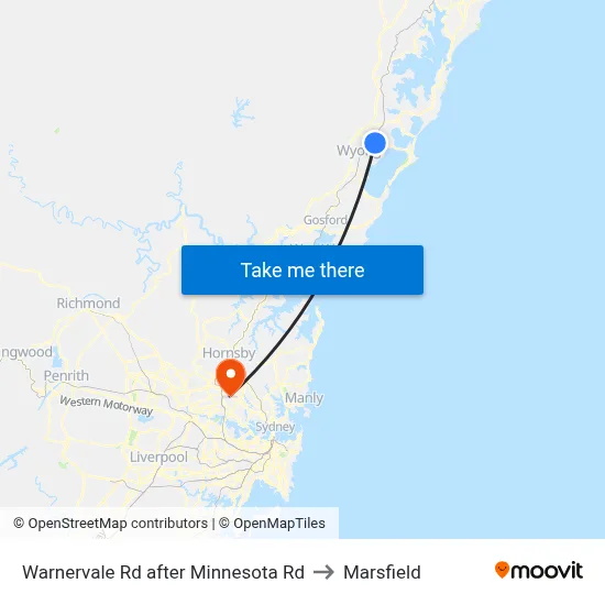 Warnervale Rd after Minnesota Rd to Marsfield map