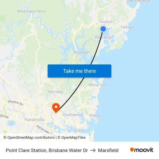 Point Clare Station, Brisbane Water Dr to Marsfield map