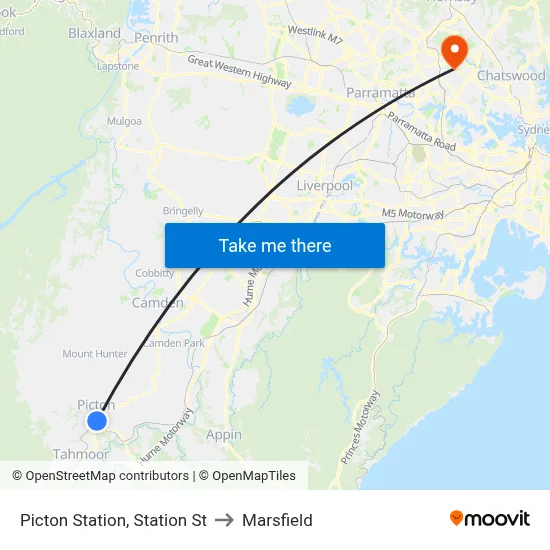 Picton Station, Station St to Marsfield map
