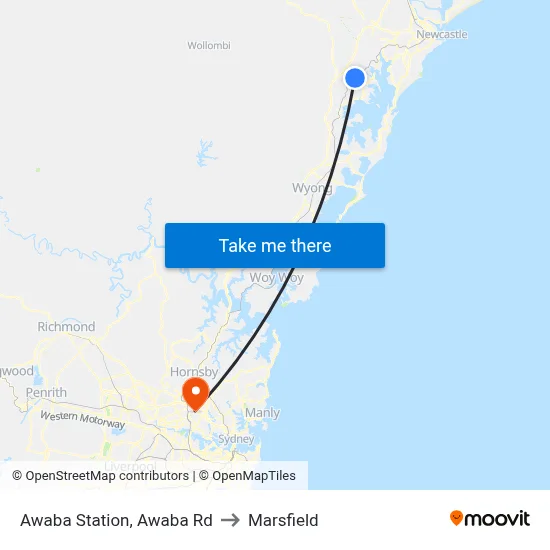 Awaba Station, Awaba Rd to Marsfield map