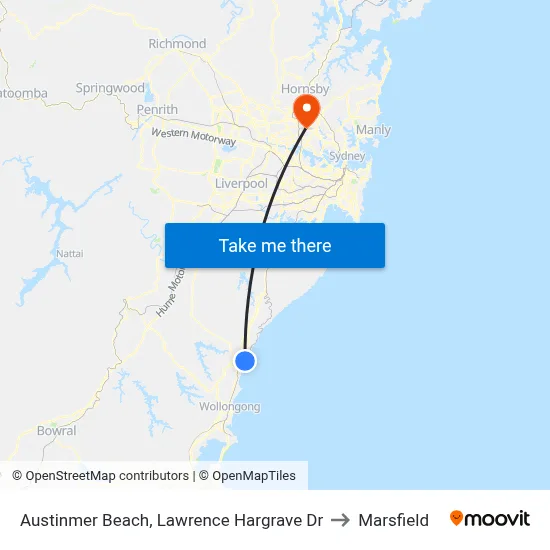 Austinmer Beach, Lawrence Hargrave Dr to Marsfield map