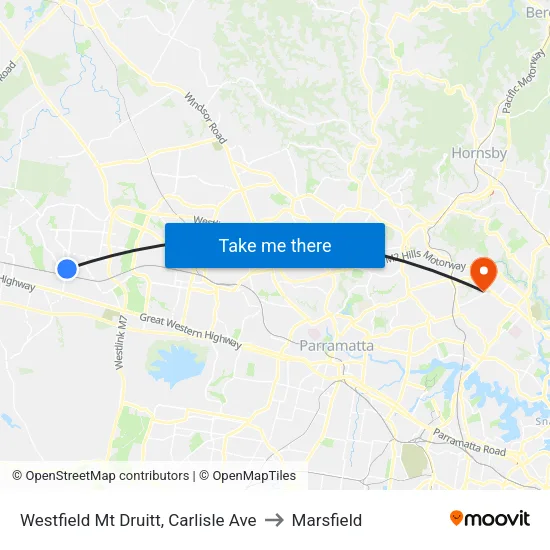 Westfield Mt Druitt, Carlisle Ave to Marsfield map