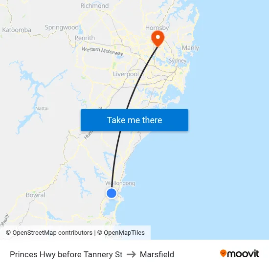 Princes Hwy before Tannery St to Marsfield map