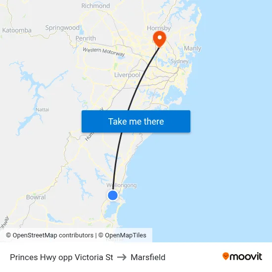 Princes Hwy opp Victoria St to Marsfield map