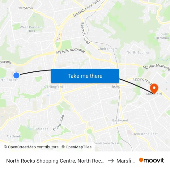 North Rocks Shopping Centre, North Rocks Rd to Marsfield map