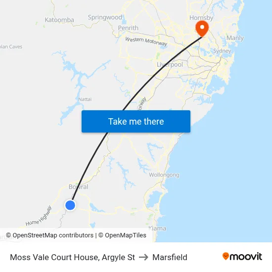 Moss Vale Court House, Argyle St to Marsfield map