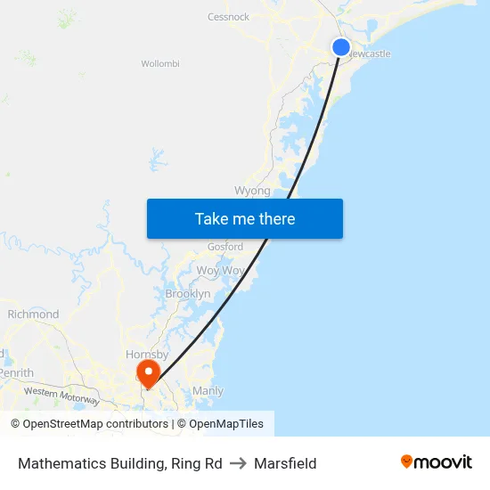 Mathematics Building, Ring Rd to Marsfield map