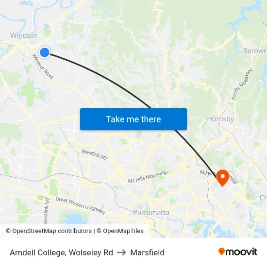 Arndell College, Wolseley Rd to Marsfield map