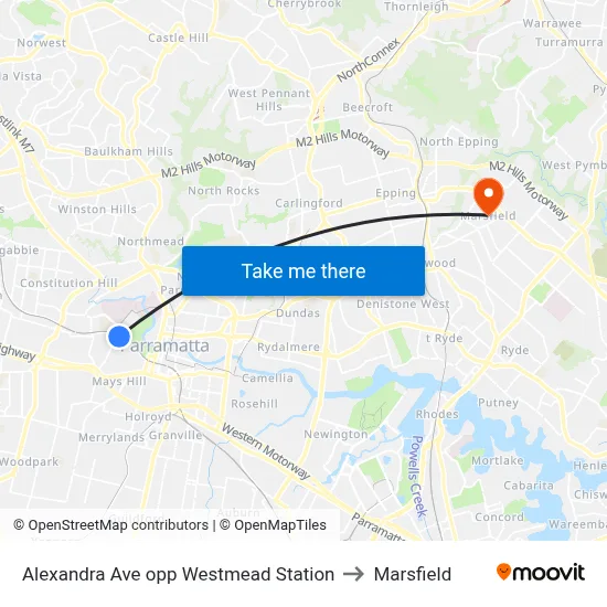 Alexandra Ave opp Westmead Station to Marsfield map