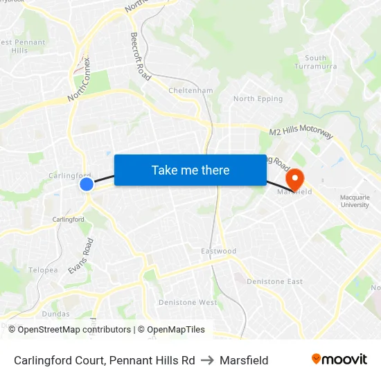Carlingford Court, Pennant Hills Rd to Marsfield map