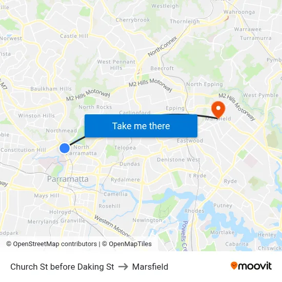 Church St before Daking St to Marsfield map