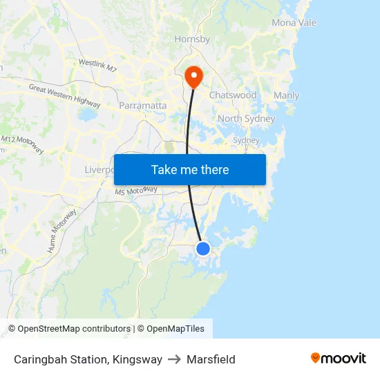 Caringbah Station, Kingsway to Marsfield map