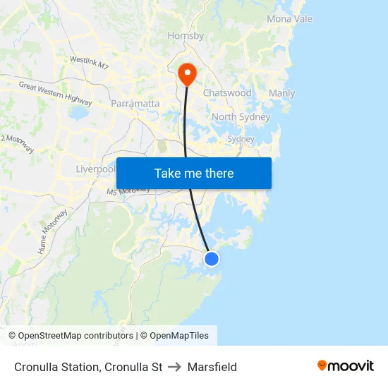 Cronulla Station, Cronulla St to Marsfield map