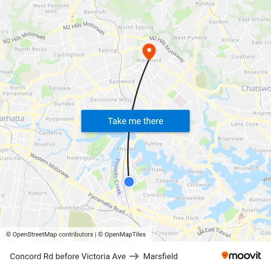 Concord Rd before Victoria Ave to Marsfield map
