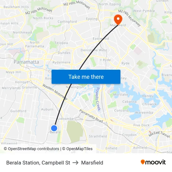 Berala Station, Campbell St to Marsfield map