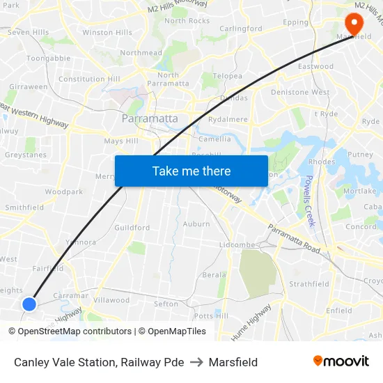 Canley Vale Station, Railway Pde to Marsfield map