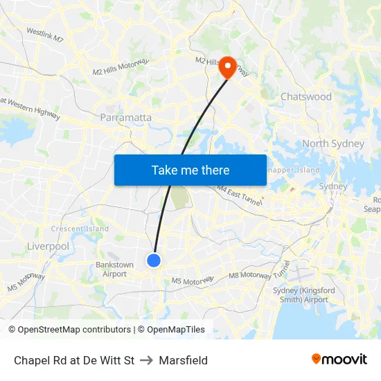 Chapel Rd at De Witt St to Marsfield map