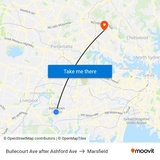 Bullecourt Ave after Ashford Ave to Marsfield map