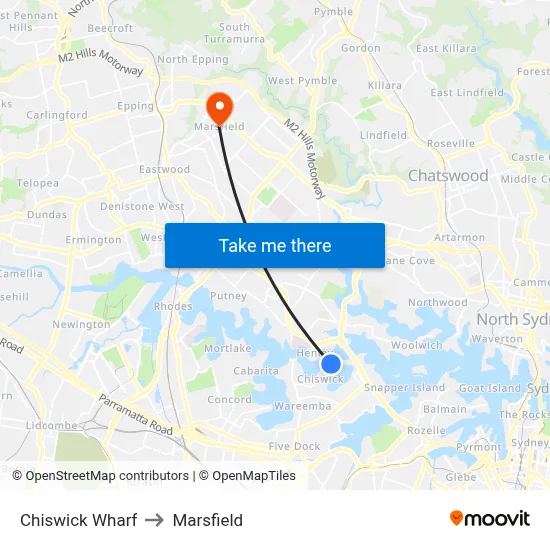 Chiswick Wharf to Marsfield map
