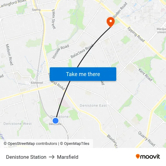 Denistone Station to Marsfield map