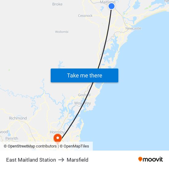 East Maitland Station to Marsfield map