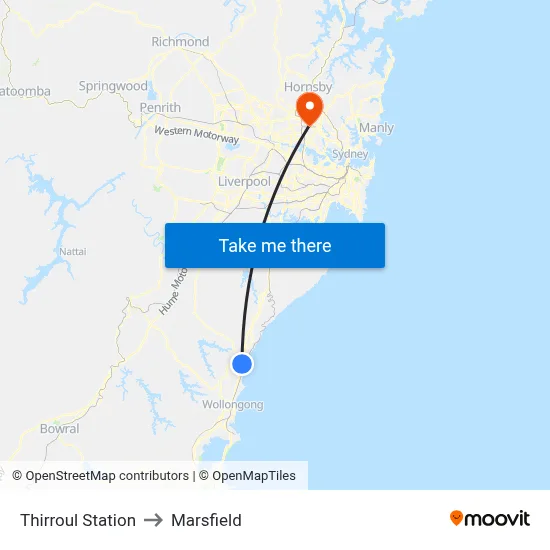 Thirroul Station to Marsfield map