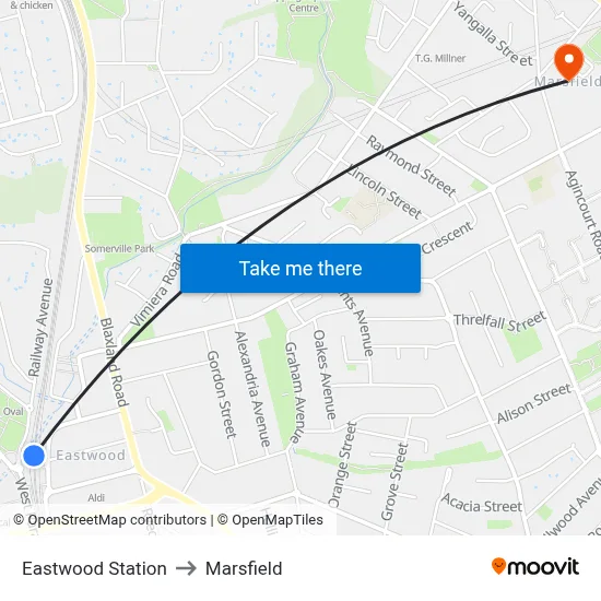 Eastwood Station to Marsfield map
