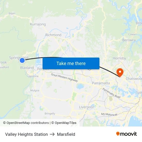 Valley Heights Station to Marsfield map