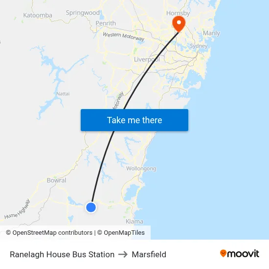 Ranelagh House Bus Station to Marsfield map