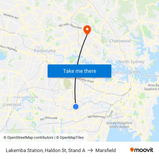 Lakemba Station, Haldon St, Stand A to Marsfield map