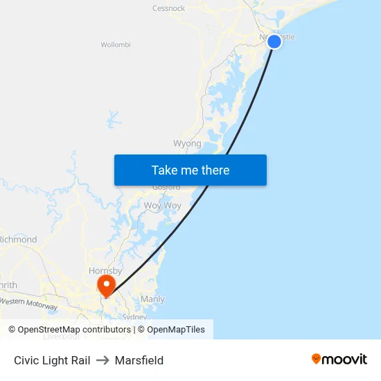 Civic Light Rail to Marsfield map