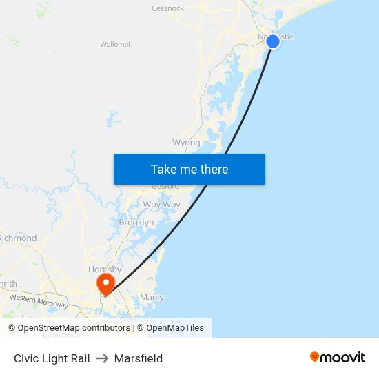Civic Light Rail to Marsfield map