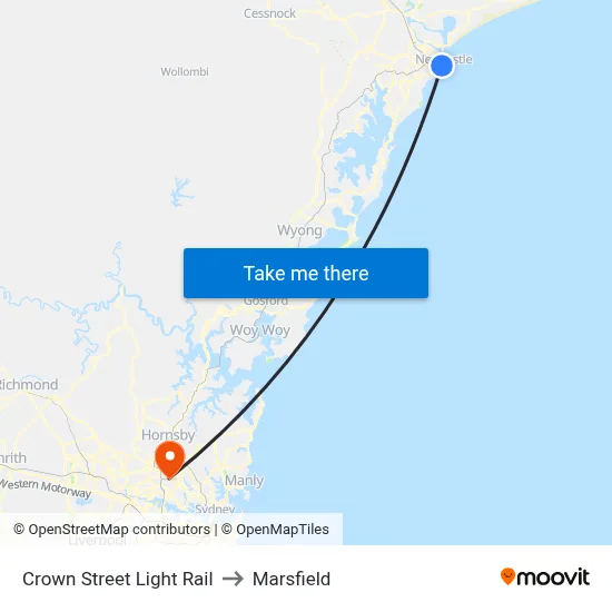 Crown Street Light Rail to Marsfield map