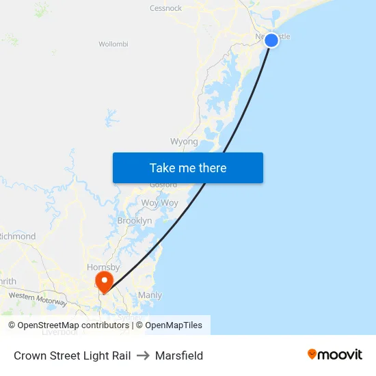 Crown Street Light Rail to Marsfield map