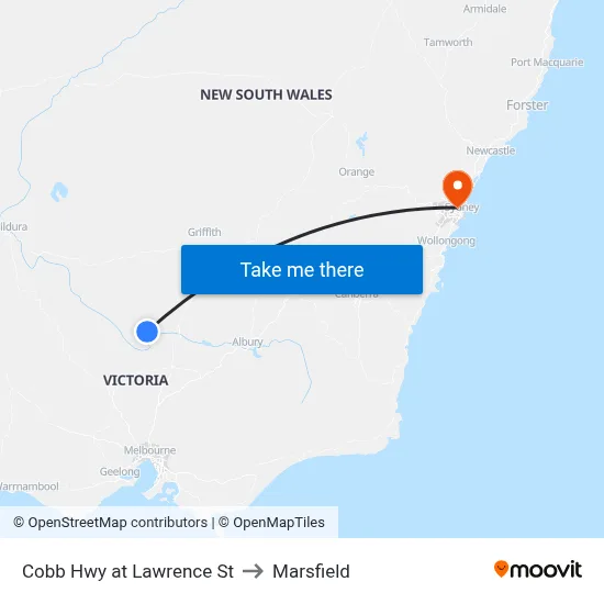 Cobb Hwy at Lawrence St to Marsfield map