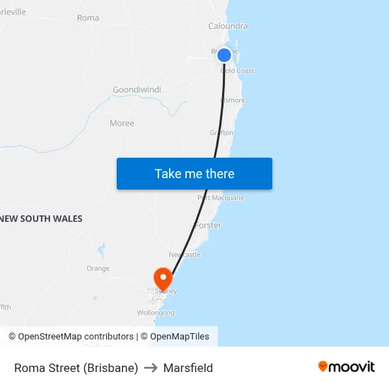 Brisbane Station to Marsfield map
