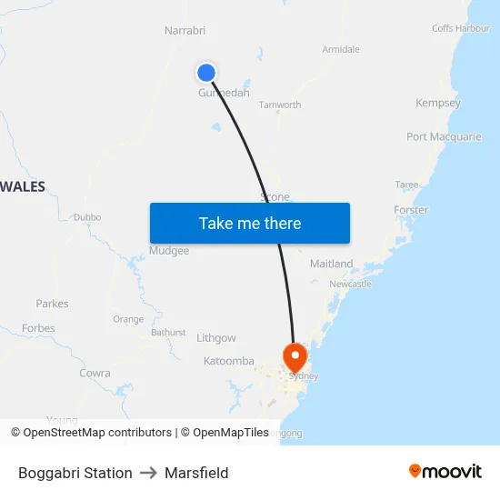 Boggabri Station to Marsfield map