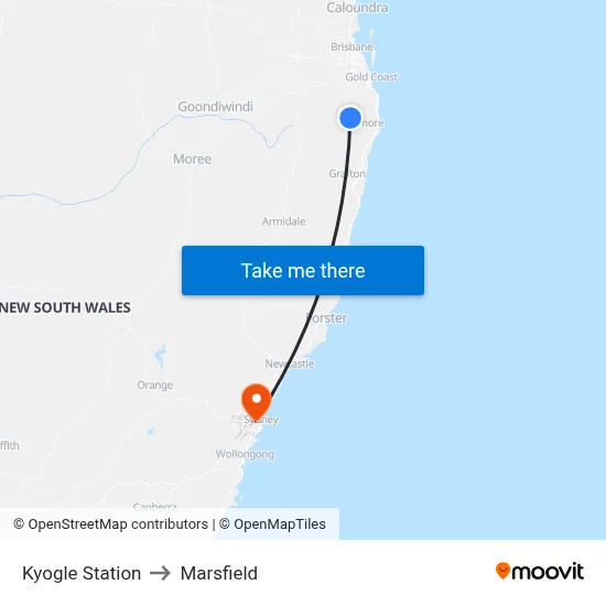 Kyogle Station to Marsfield map