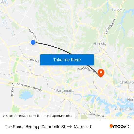 The Ponds Bvd opp Camomile St to Marsfield map