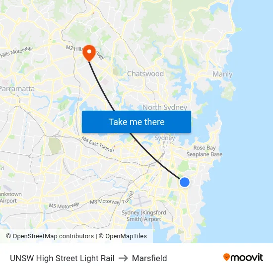 UNSW High Street Light Rail to Marsfield map