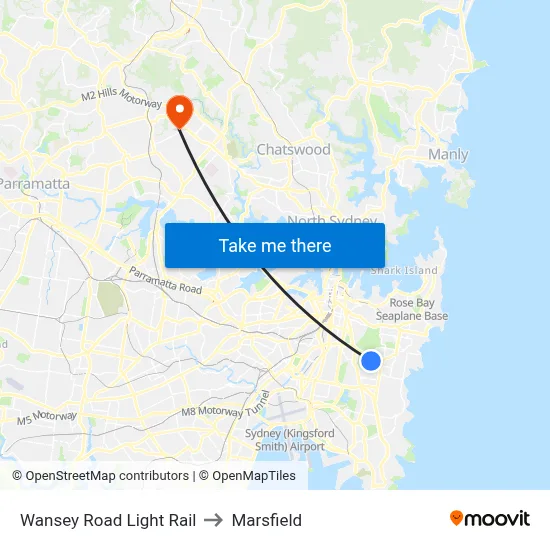 Wansey Road Light Rail to Marsfield map