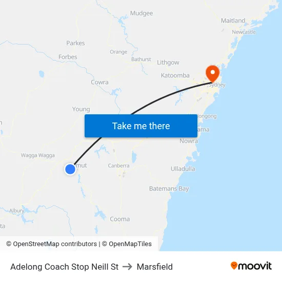 Adelong Coach Stop Neill St to Marsfield map